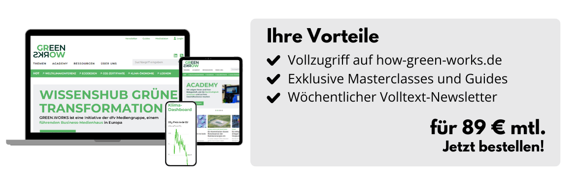 Ihre Vorteile: Vollzugriff auf how-green-works.de, exklusive Masterclasses und Guides, Wöchentlicher Volltext-Newsletter für 89 € monatlich. Jetzt bestellen!