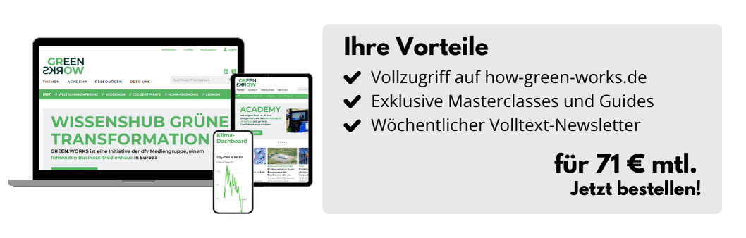 Ihre Vorteile: Vollzugriff auf how-green-works.de, exklusive Masterclasses und Guides, Wöchentlicher Volltext-Newsletter für 71 € monatlich. Jetzt bestellen!